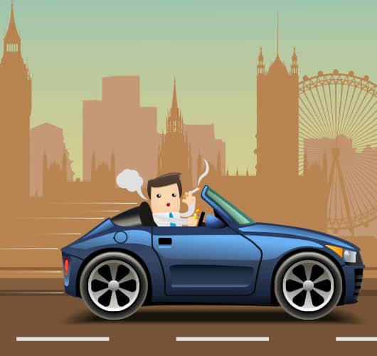 Lighting a cigarette while driving