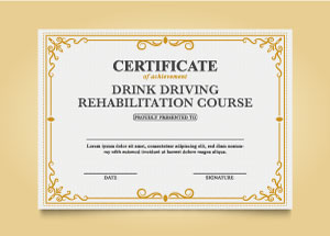 Drink Driving Rehabilitation Course certificate
